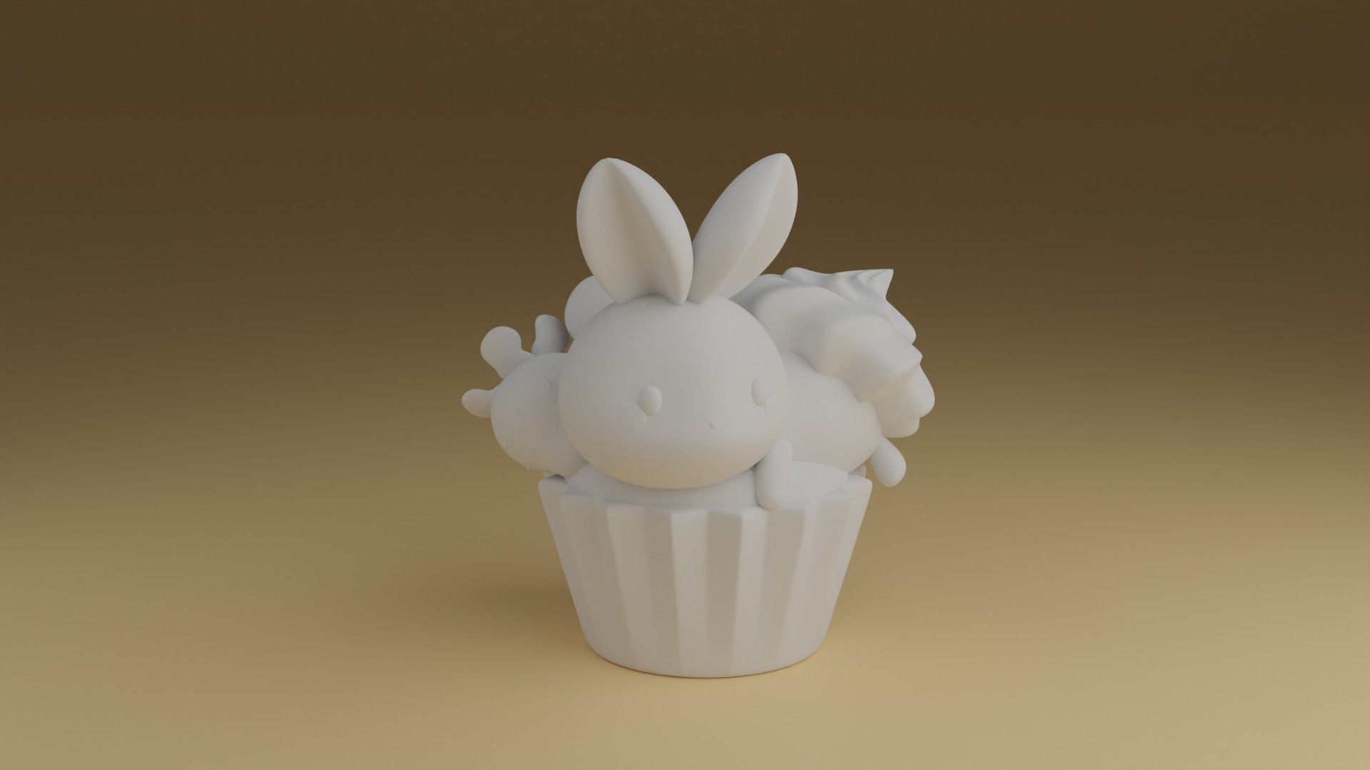 cup cake rabbit 3D print model_1