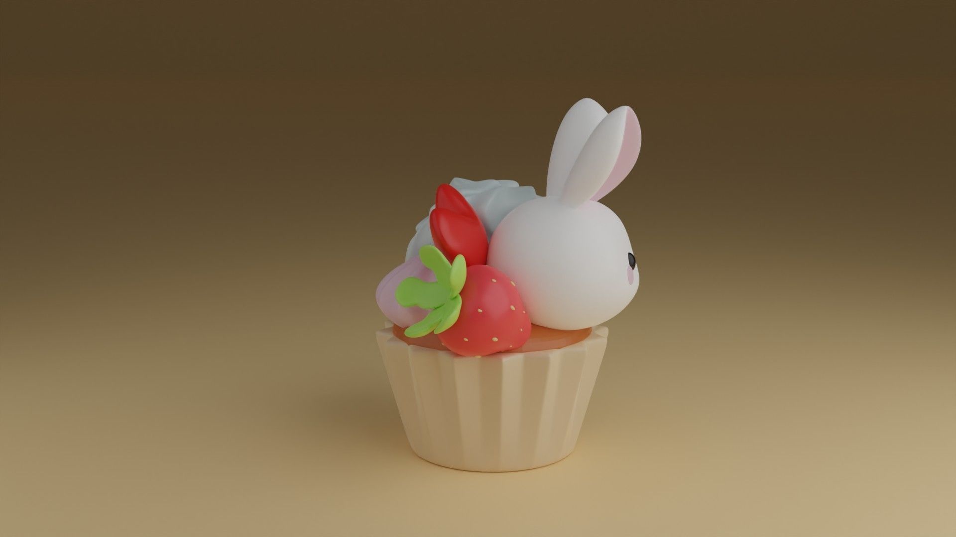 cup cake rabbit 3D print model_9