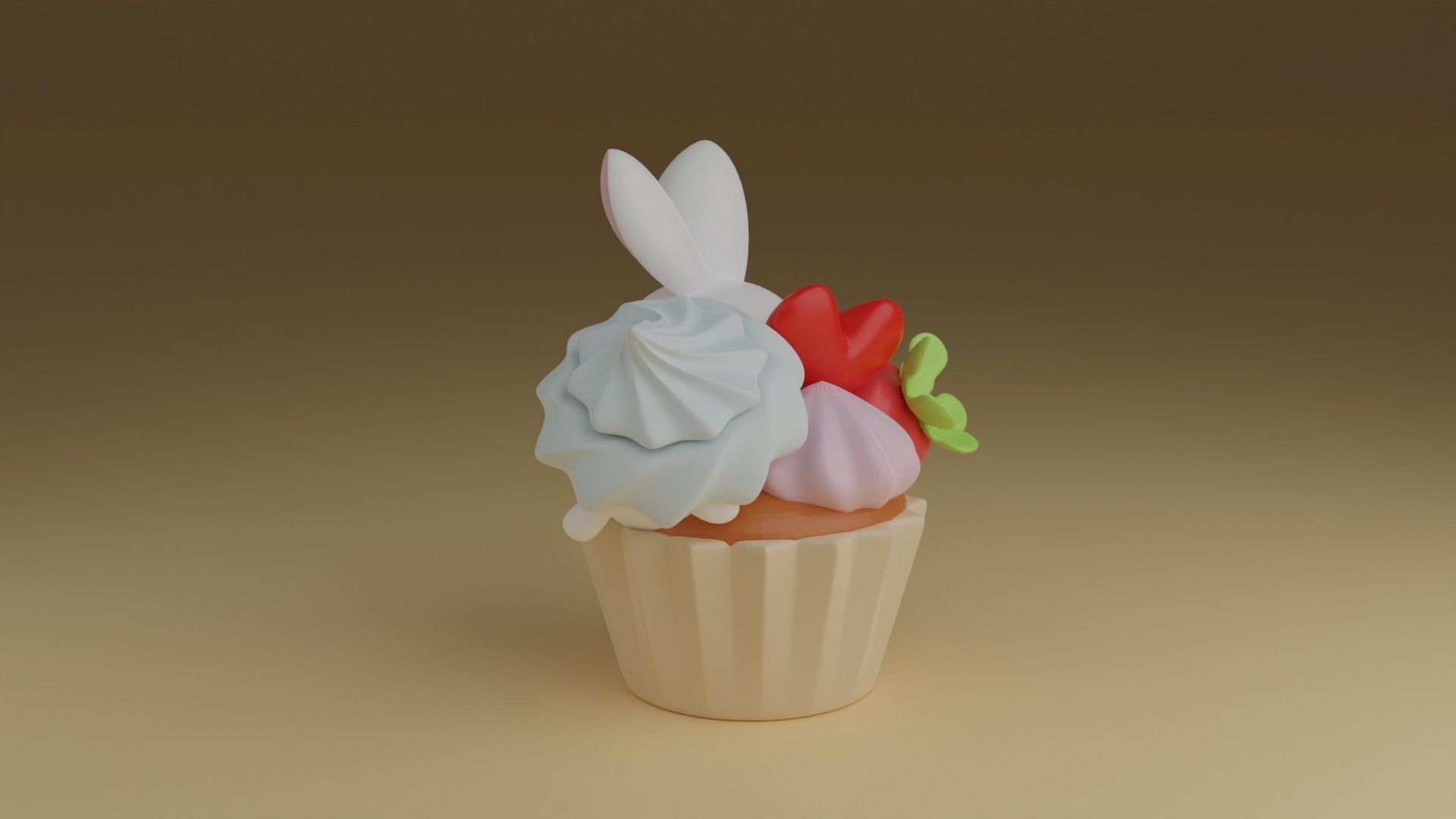 cup cake rabbit 3D print model_12