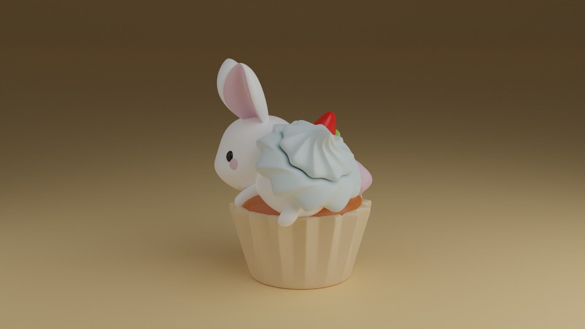 cup cake rabbit 3D print model_13
