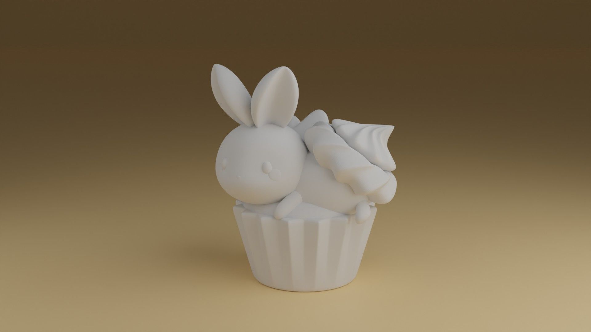 cup cake rabbit 3D print model_6