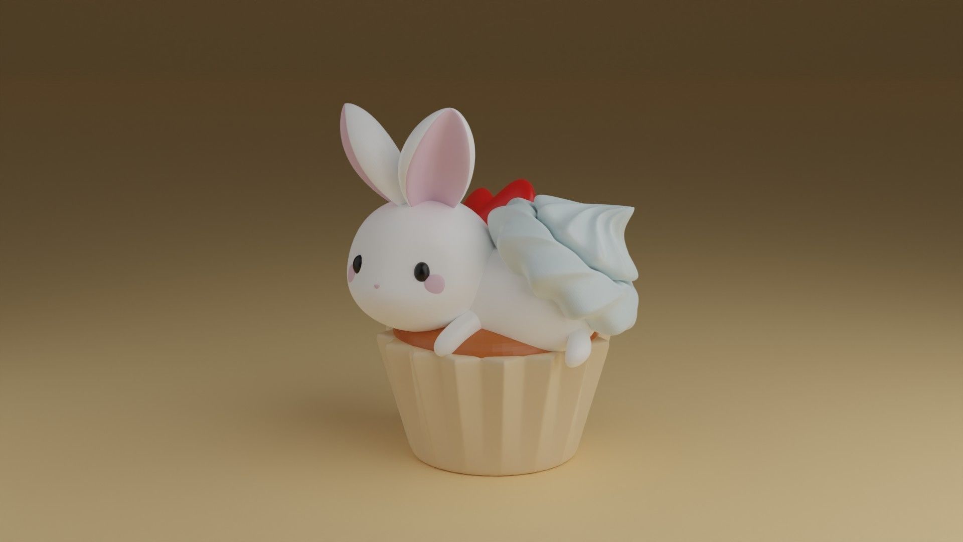 cup cake rabbit 3D print model_14