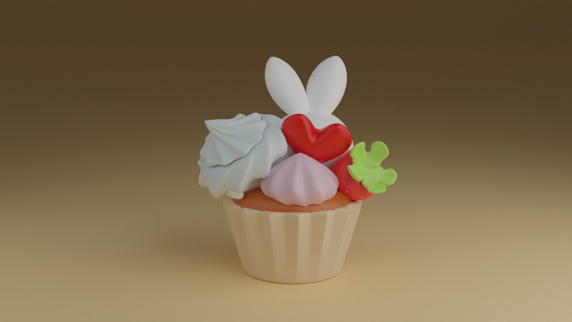 cup cake rabbit 3D print model_11