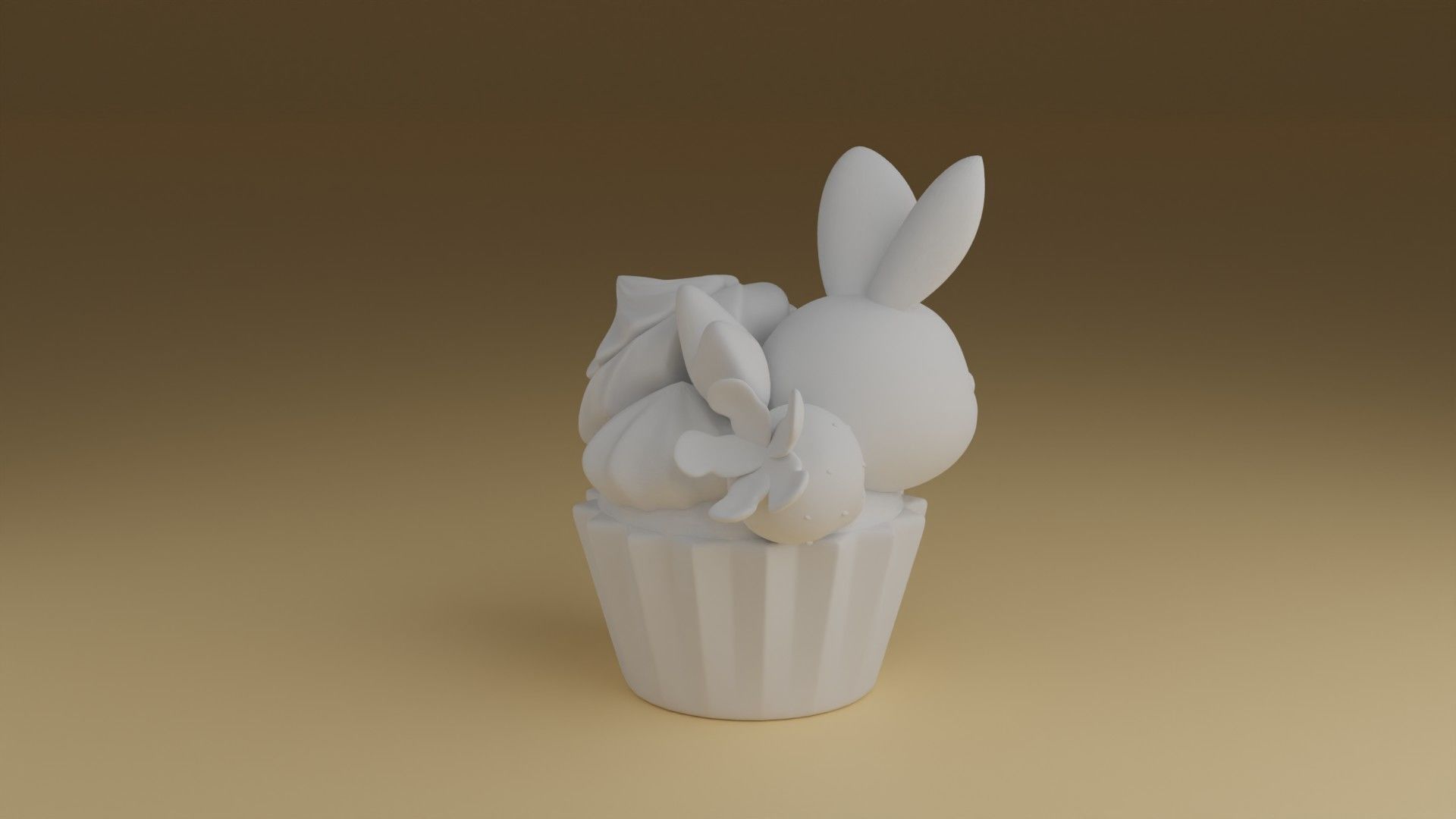 cup cake rabbit 3D print model_3