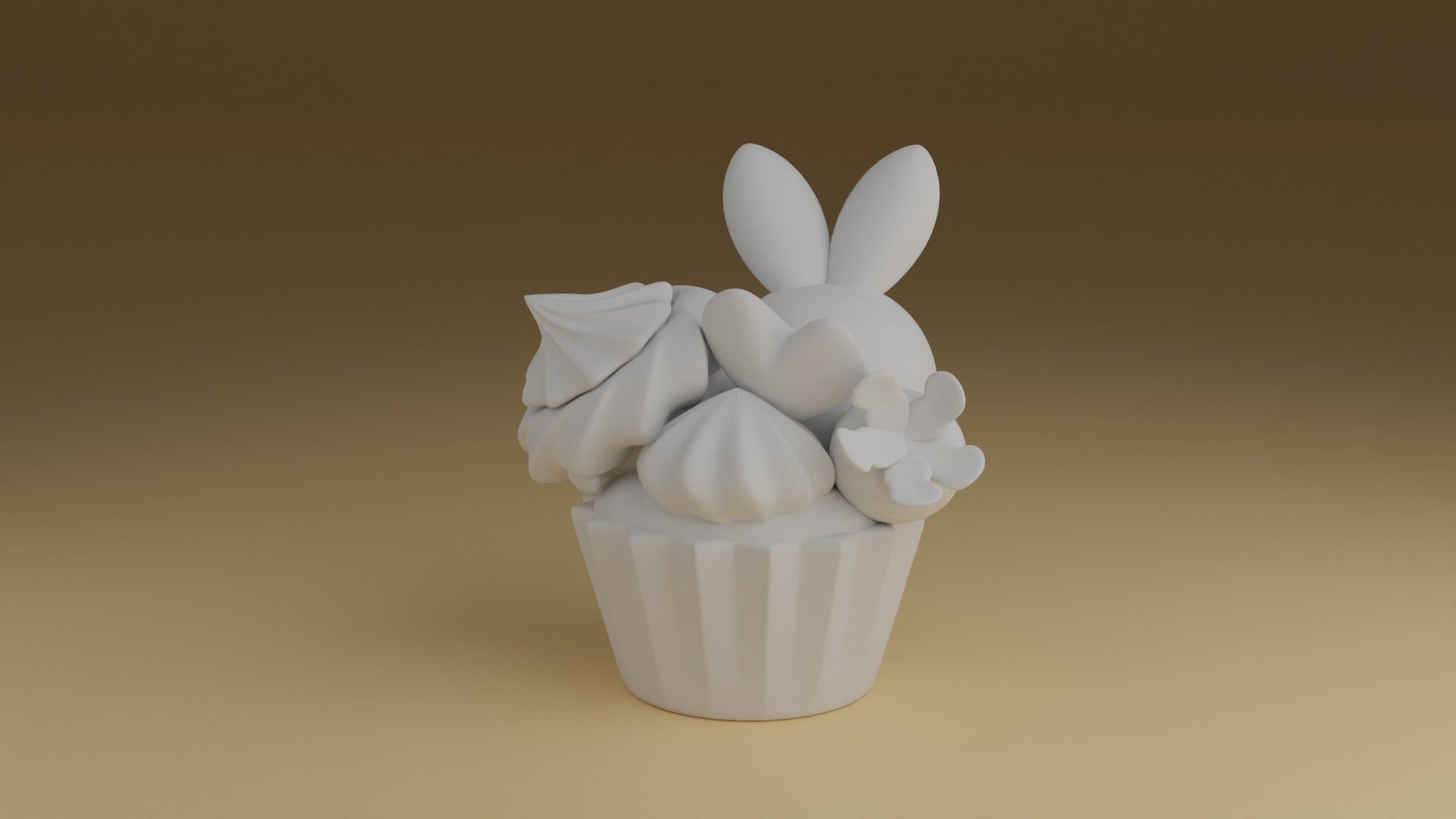 cup cake rabbit 3D print model_4