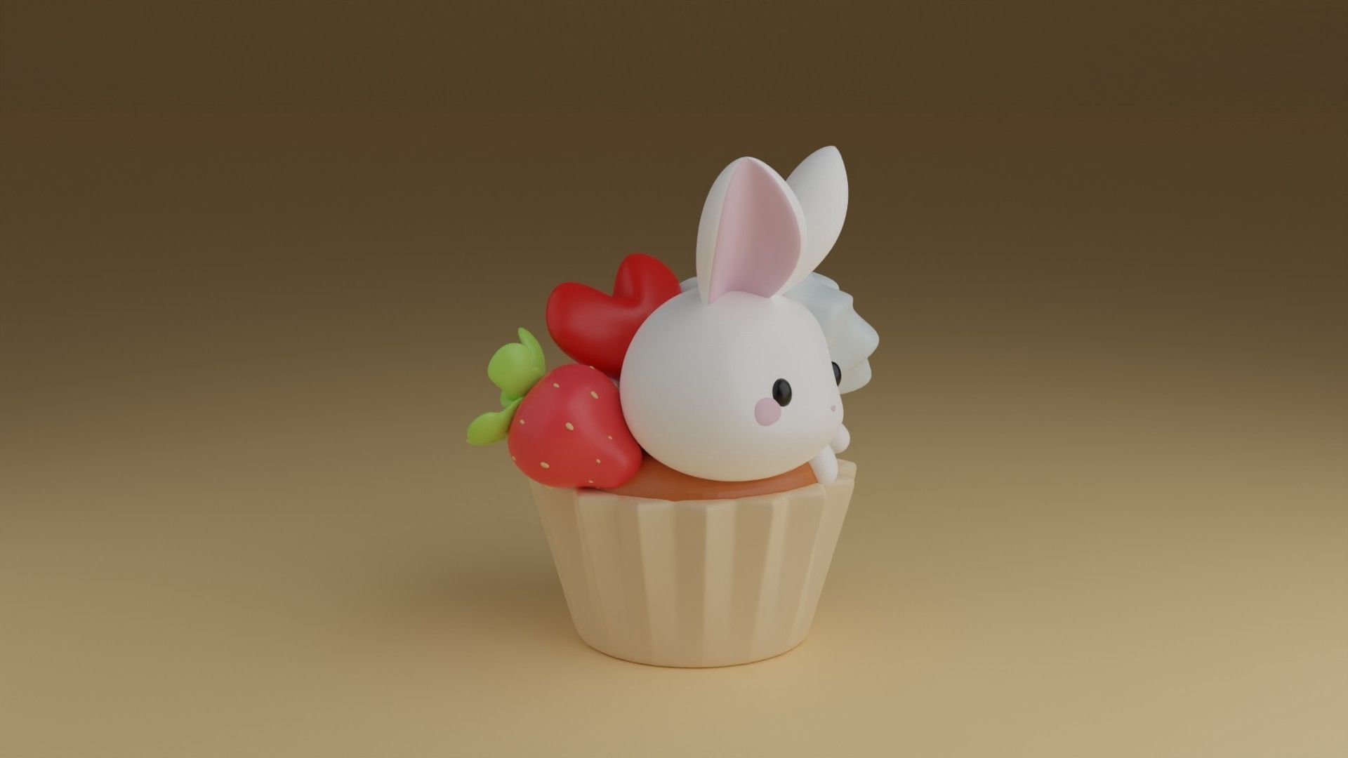 cup cake rabbit 3D print model_8