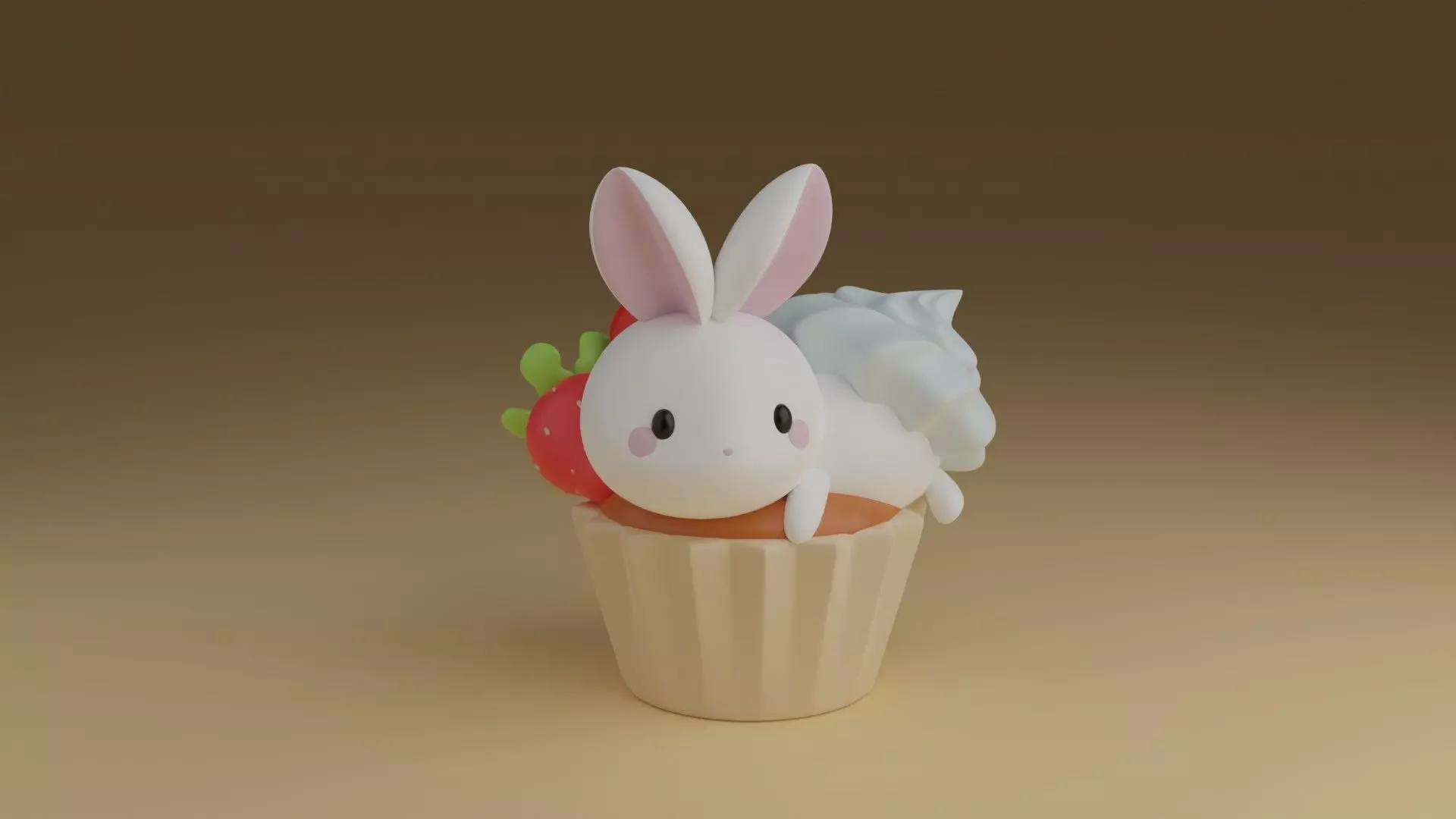 cup cake rabbit 3D print model_0