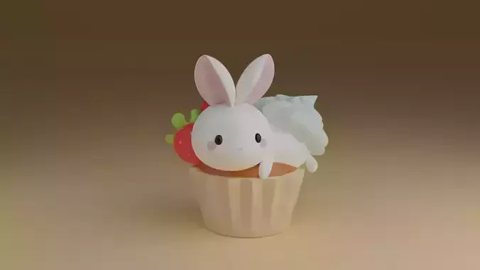 cup cake rabbit 3D print model