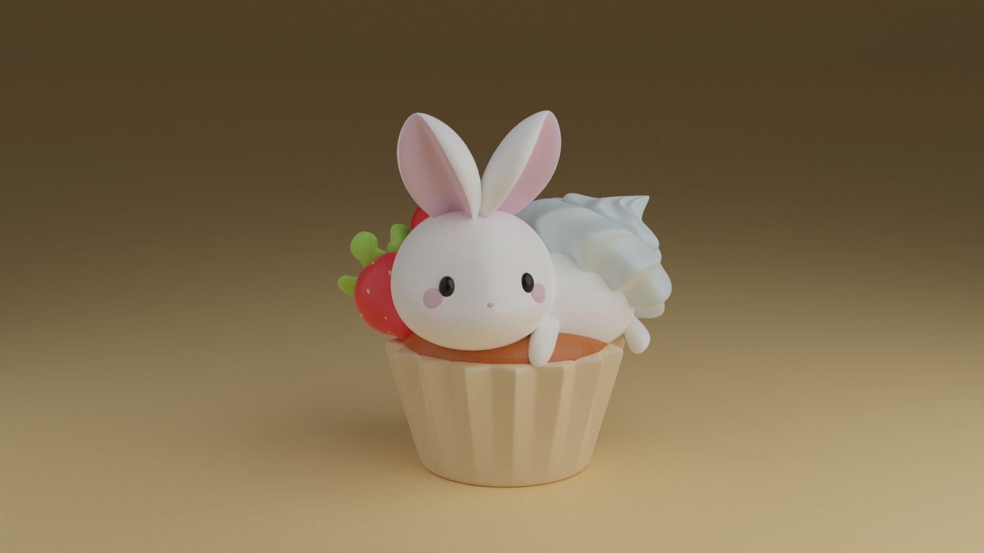 cup cake rabbit 3D print model_7