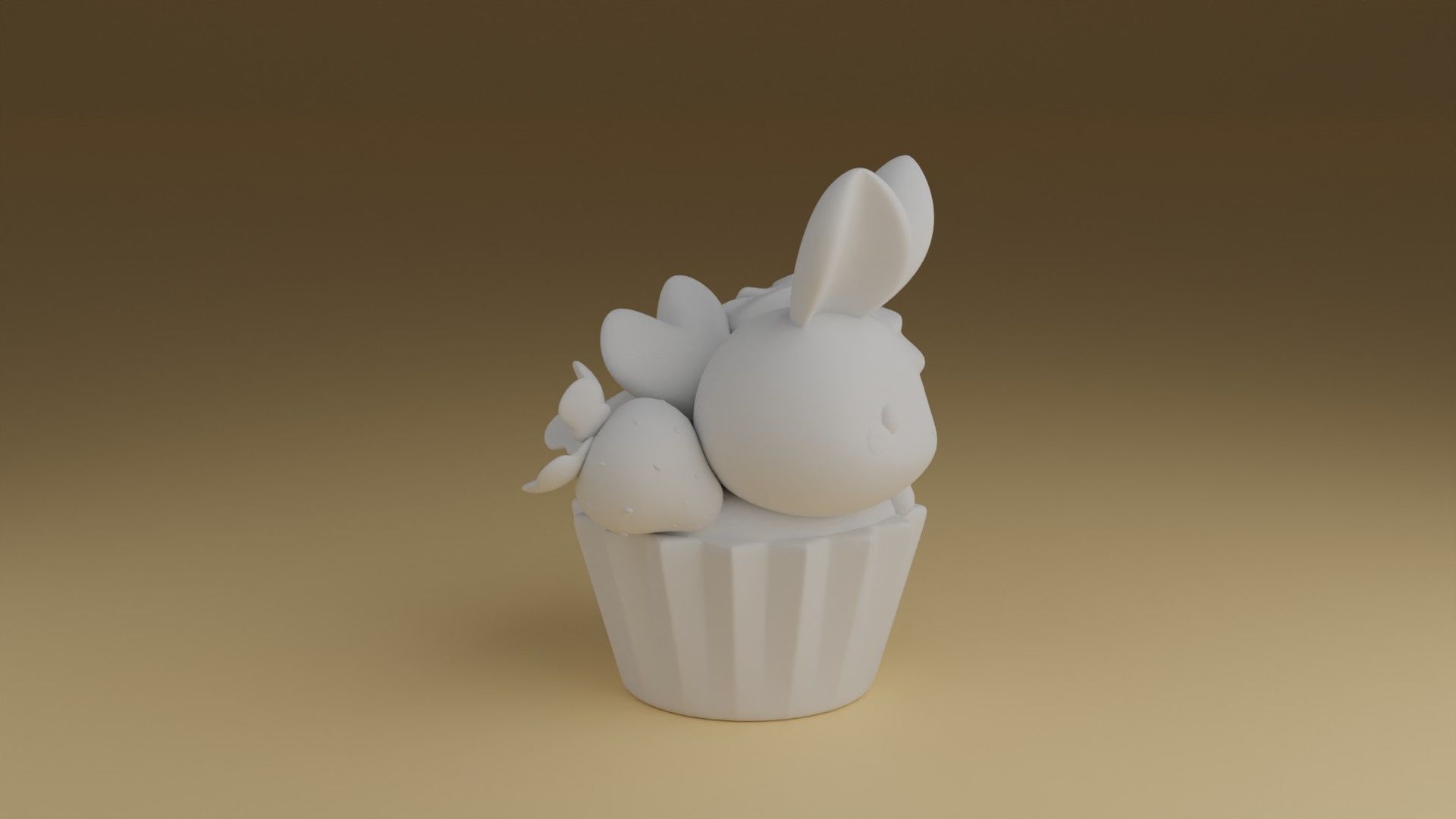 cup cake rabbit 3D print model_2