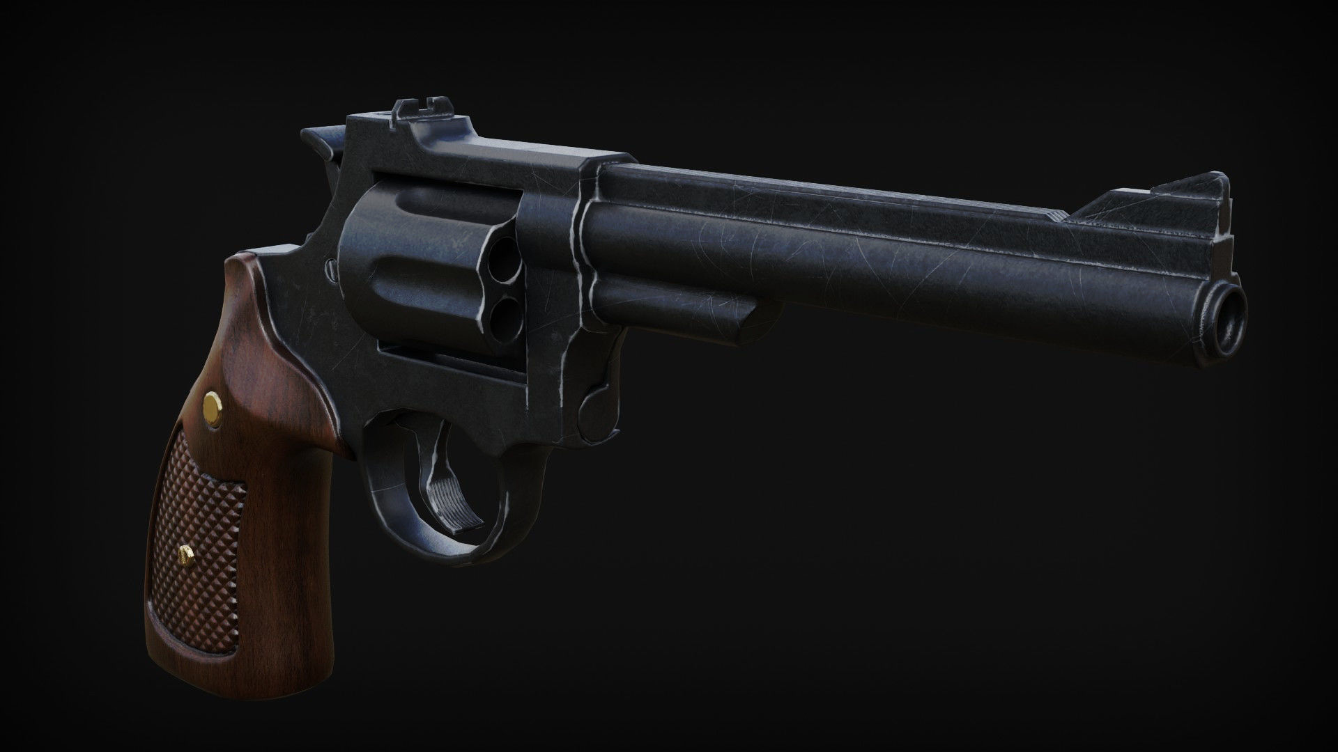 Revolver Gun Low-poly 3D model_1