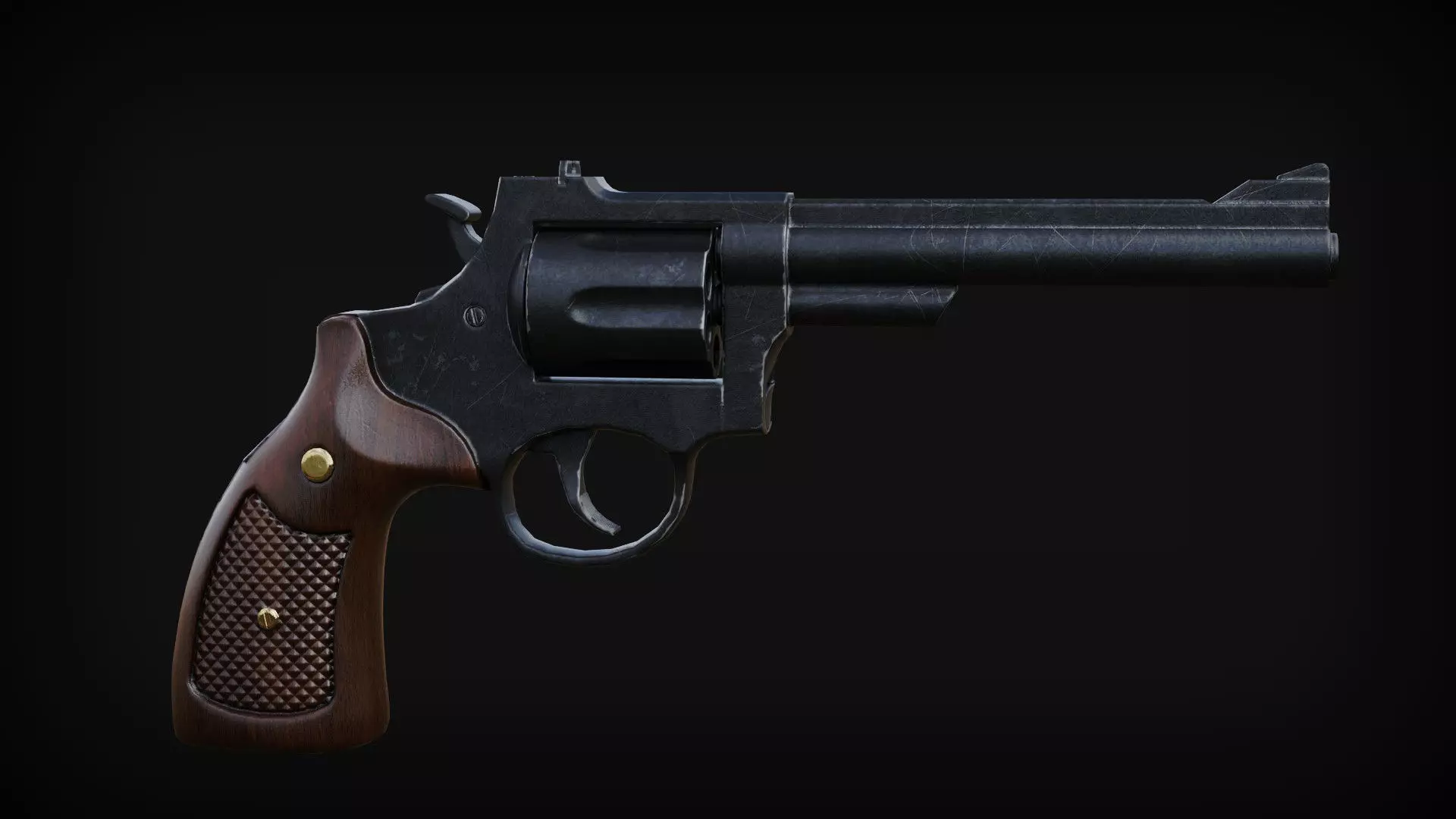 Revolver Gun Low-poly 3D model_0
