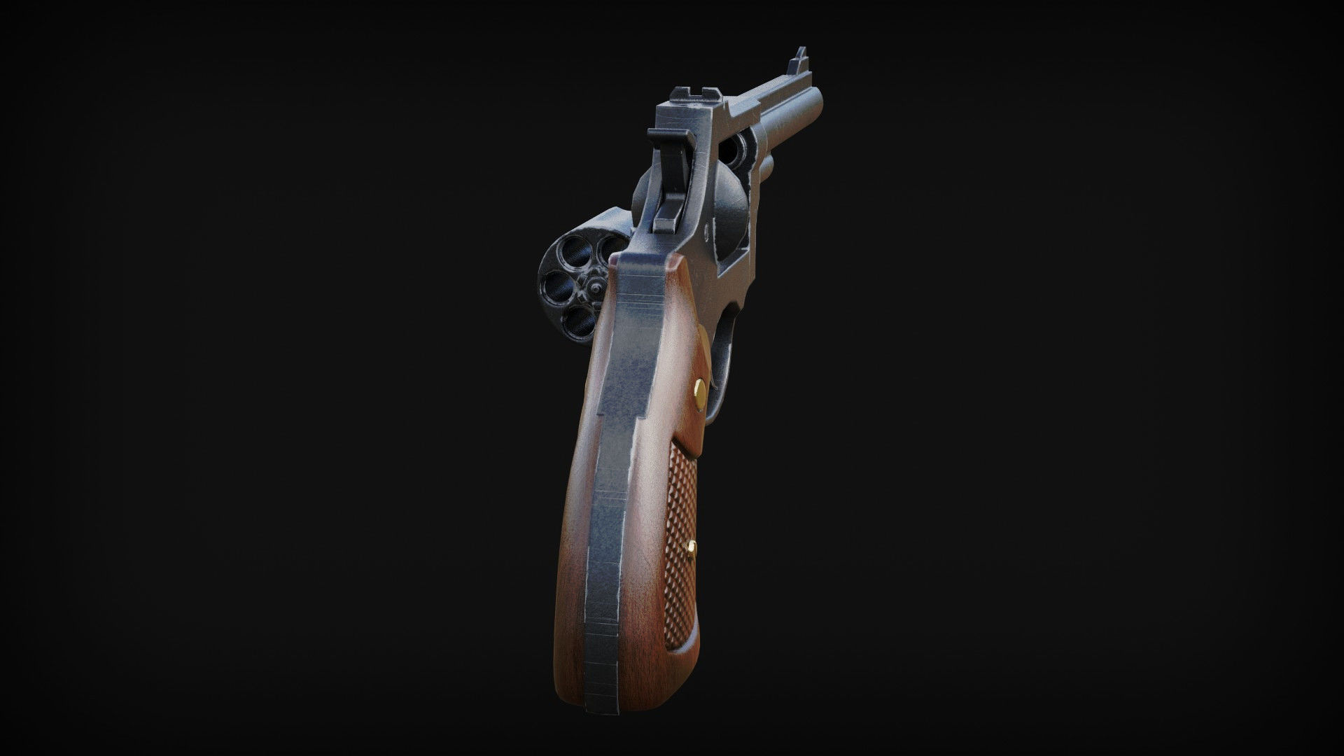 Revolver Gun Low-poly 3D model_3