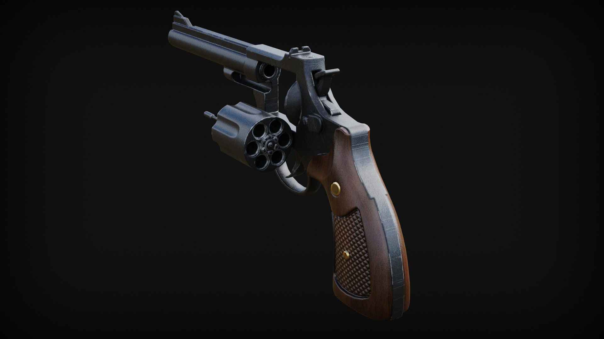 Revolver Gun Low-poly 3D model_2
