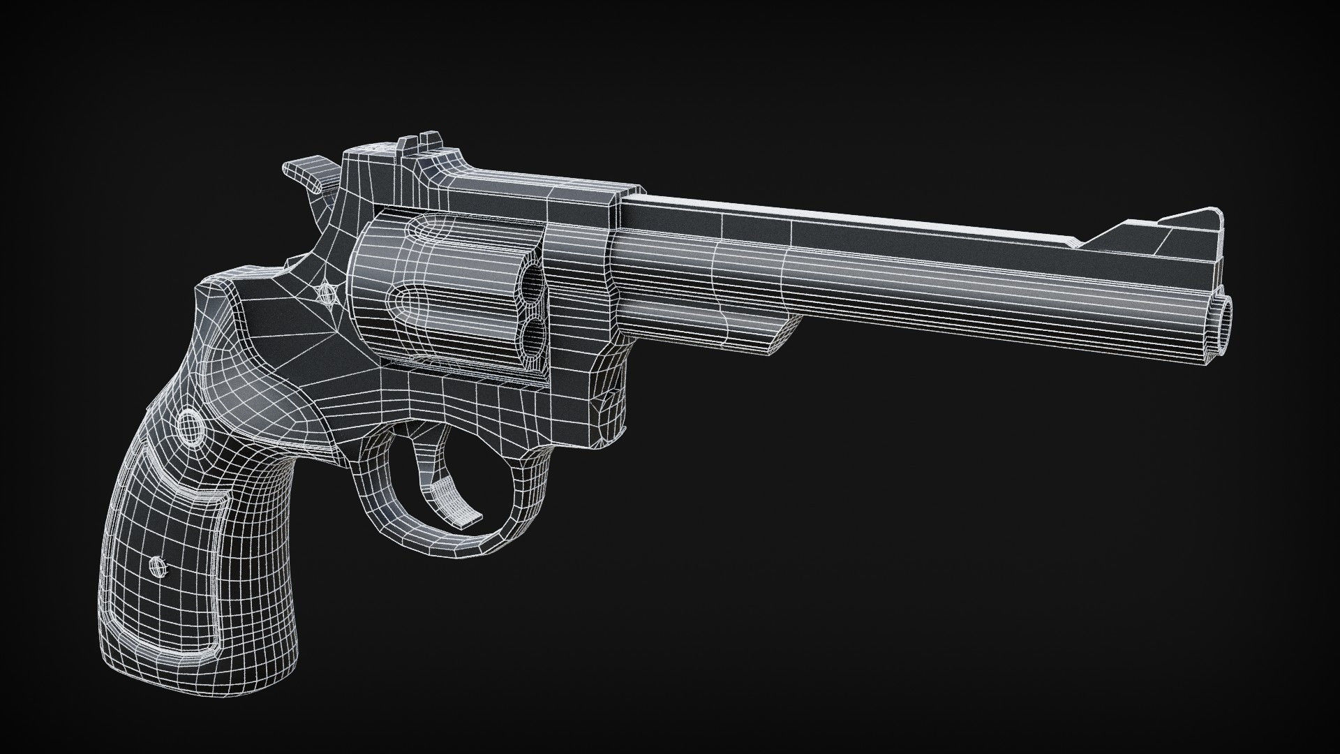 Revolver Gun Low-poly 3D model_4