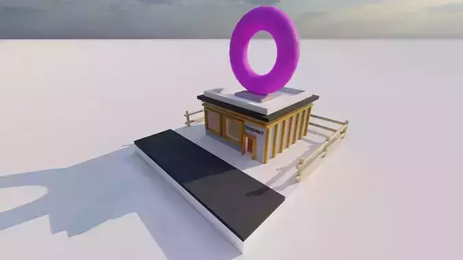 Doughnut place Low-poly 3D model