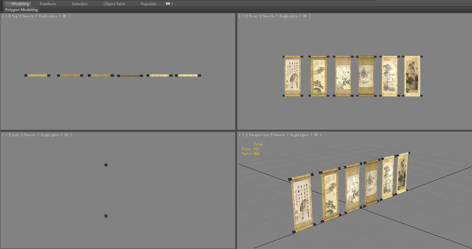 Ancient Chinese landscape paintings Low-poly 3D model_3