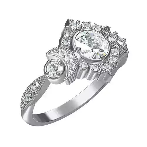 Cosmos Diamond Moon Wedding Ring