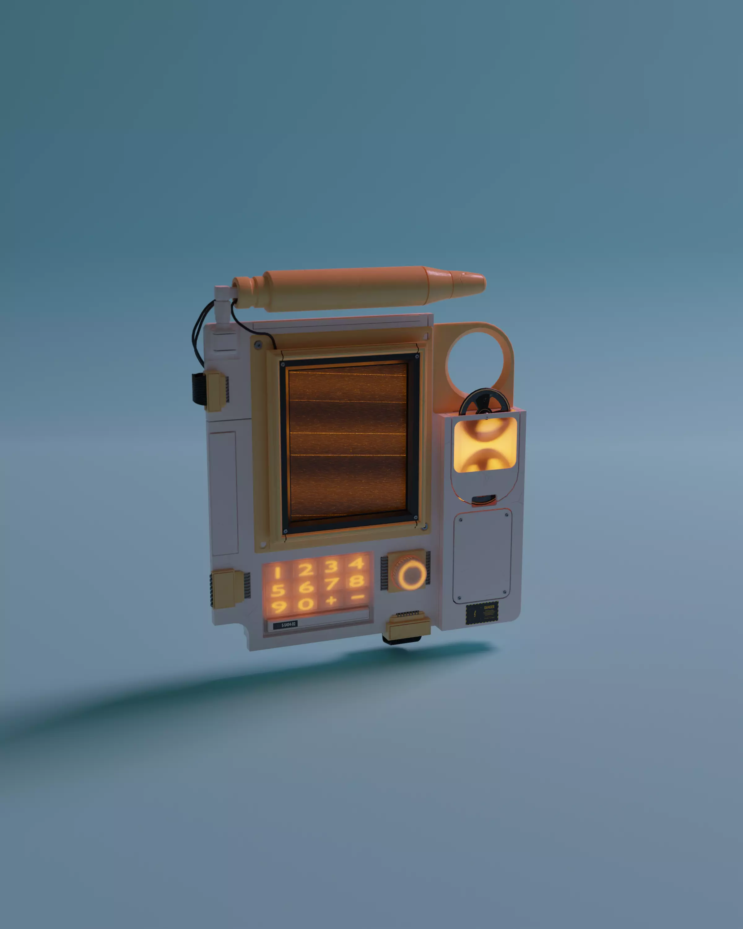 Cassette Futurism Style Wall Mounted Monitor  3D model_0