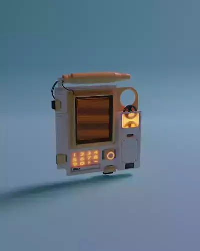 Cassette Futurism Style Wall Mounted Monitor  3D model