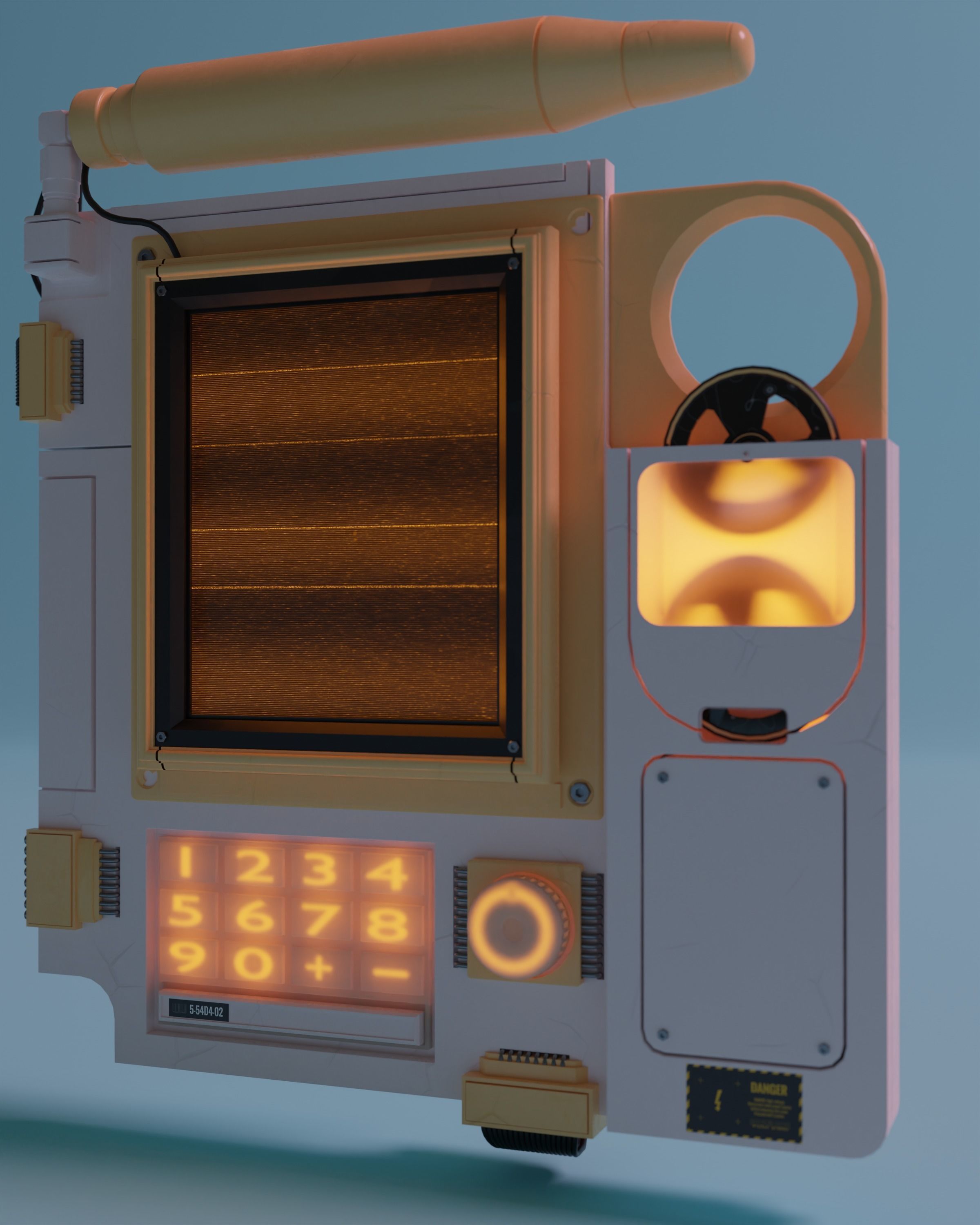 Cassette Futurism Style Wall Mounted Monitor  3D model_2