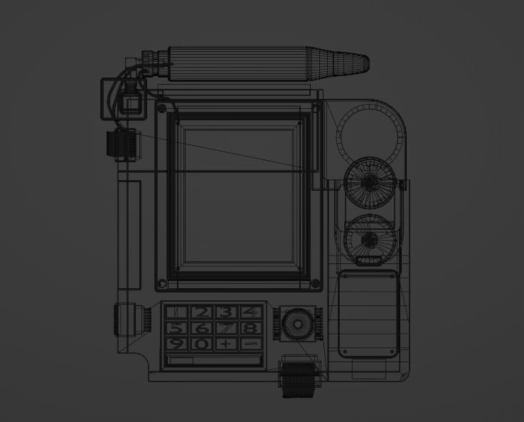 Cassette Futurism Style Wall Mounted Monitor  3D model_5