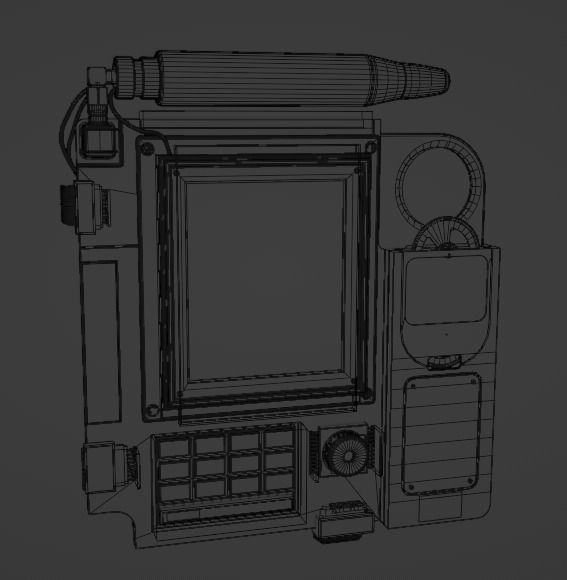 Cassette Futurism Style Wall Mounted Monitor  3D model_6