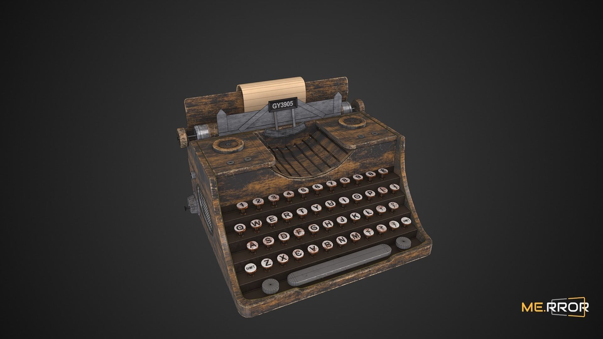 Game Ready Antique Typewriter Low-poly 3D model_1