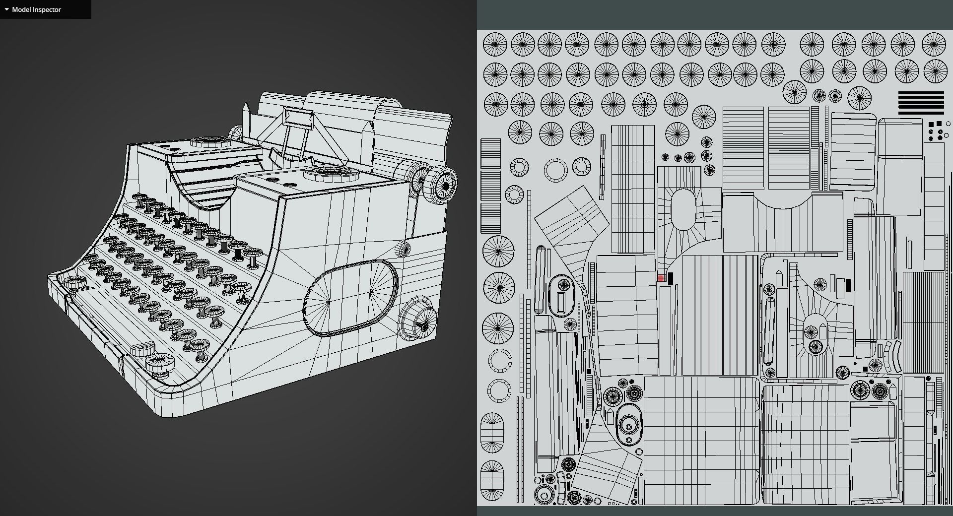 Game Ready Antique Typewriter Low-poly 3D model_13