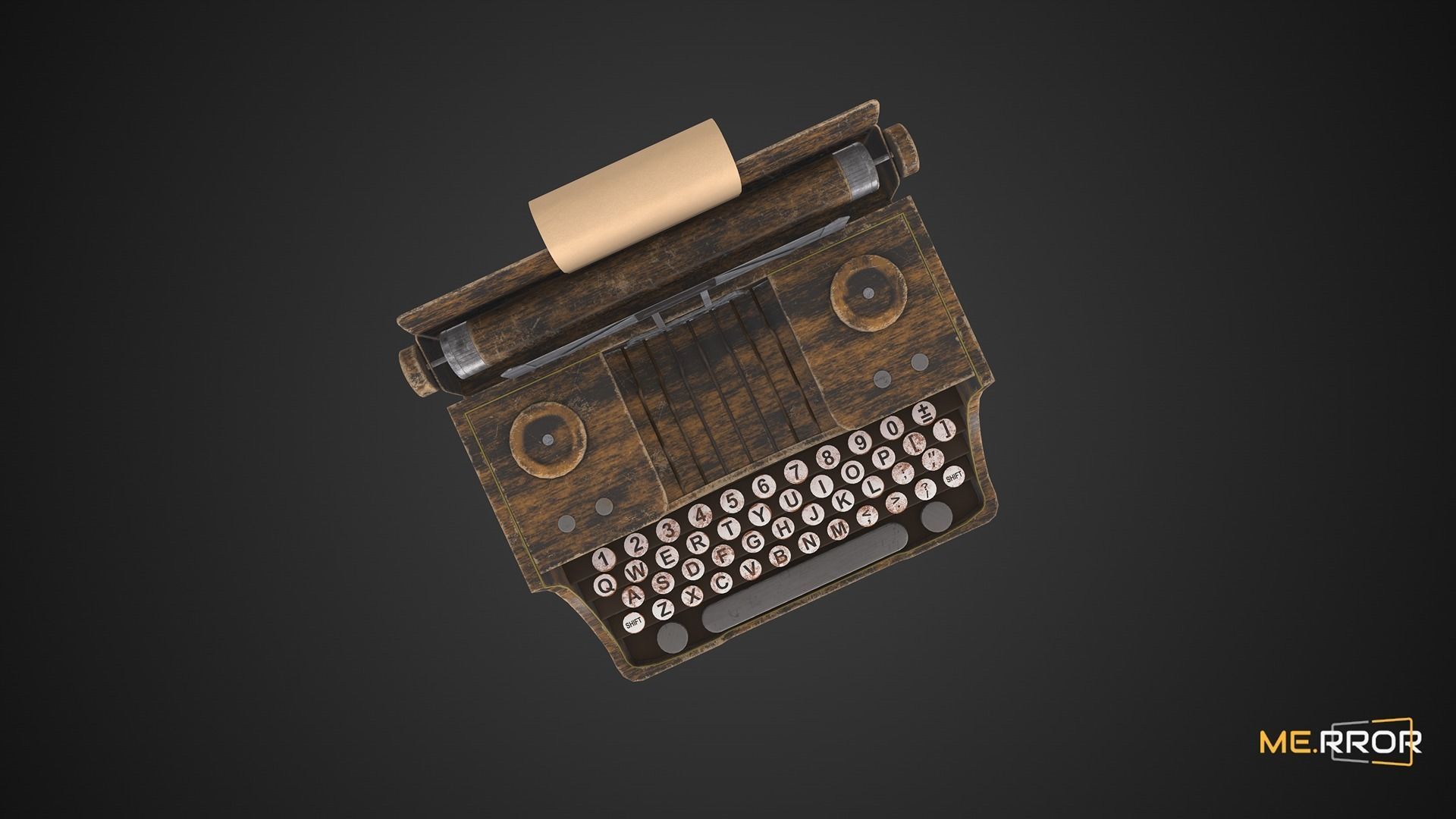 Game Ready Antique Typewriter Low-poly 3D model_2