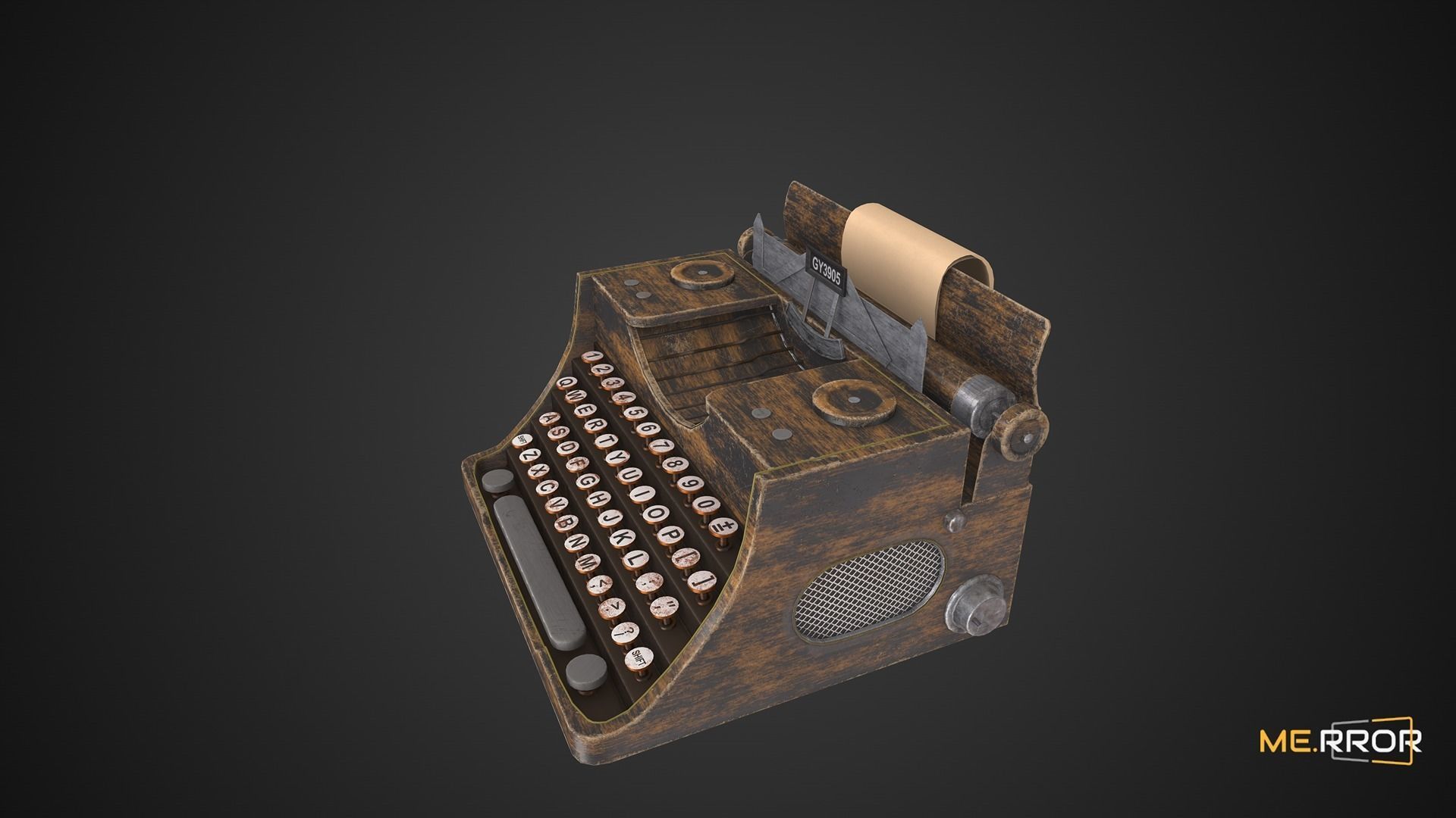Game Ready Antique Typewriter Low-poly 3D model_4
