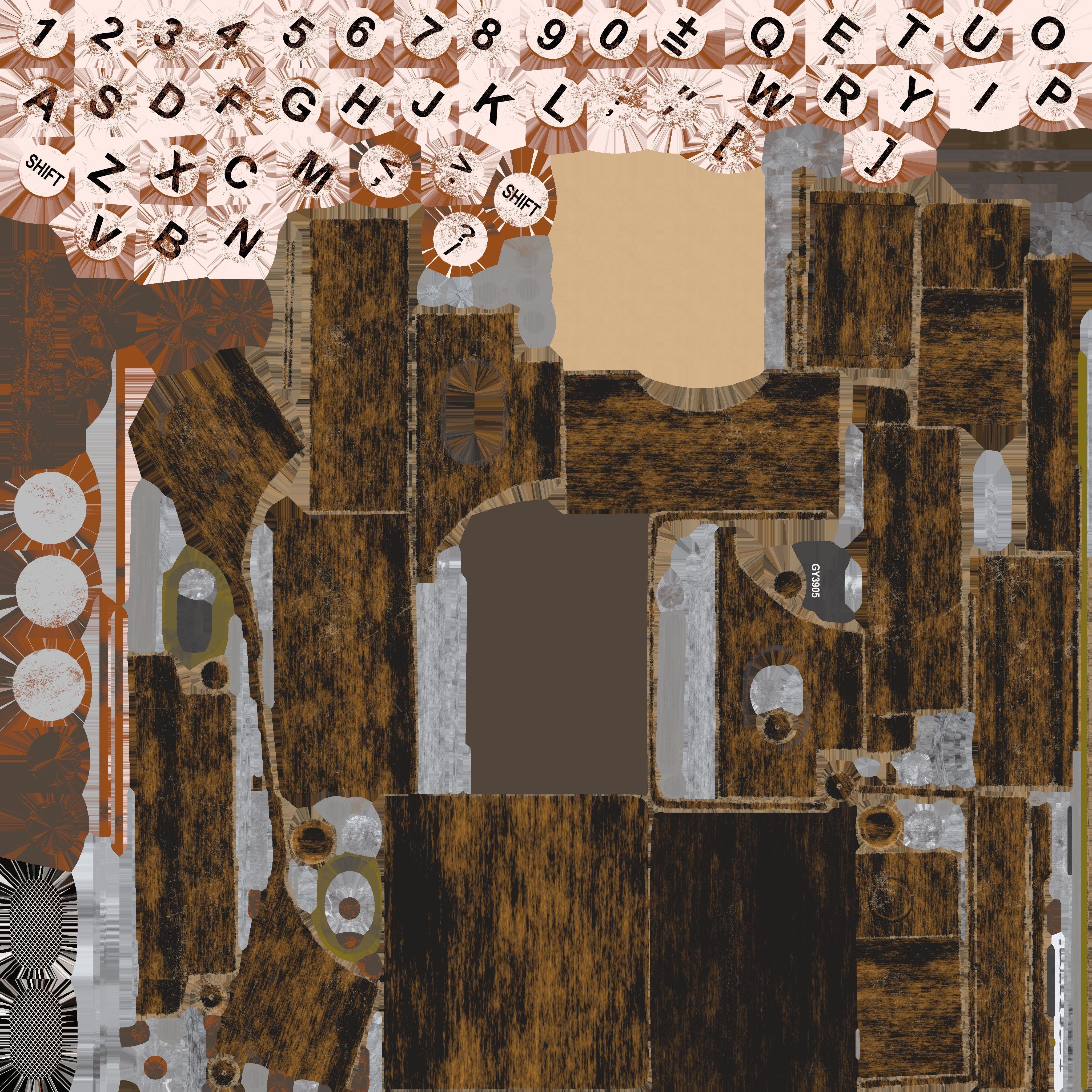 Game Ready Antique Typewriter Low-poly 3D model_17