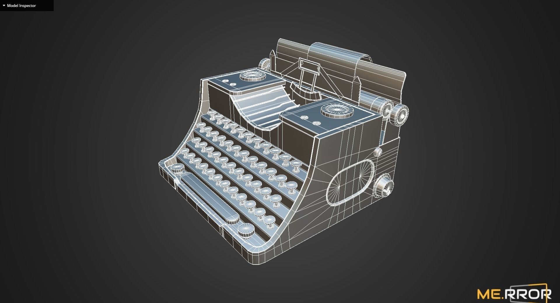 Game Ready Antique Typewriter Low-poly 3D model_11