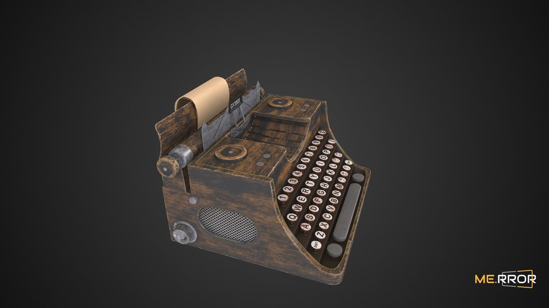 Game Ready Antique Typewriter Low-poly 3D model_8