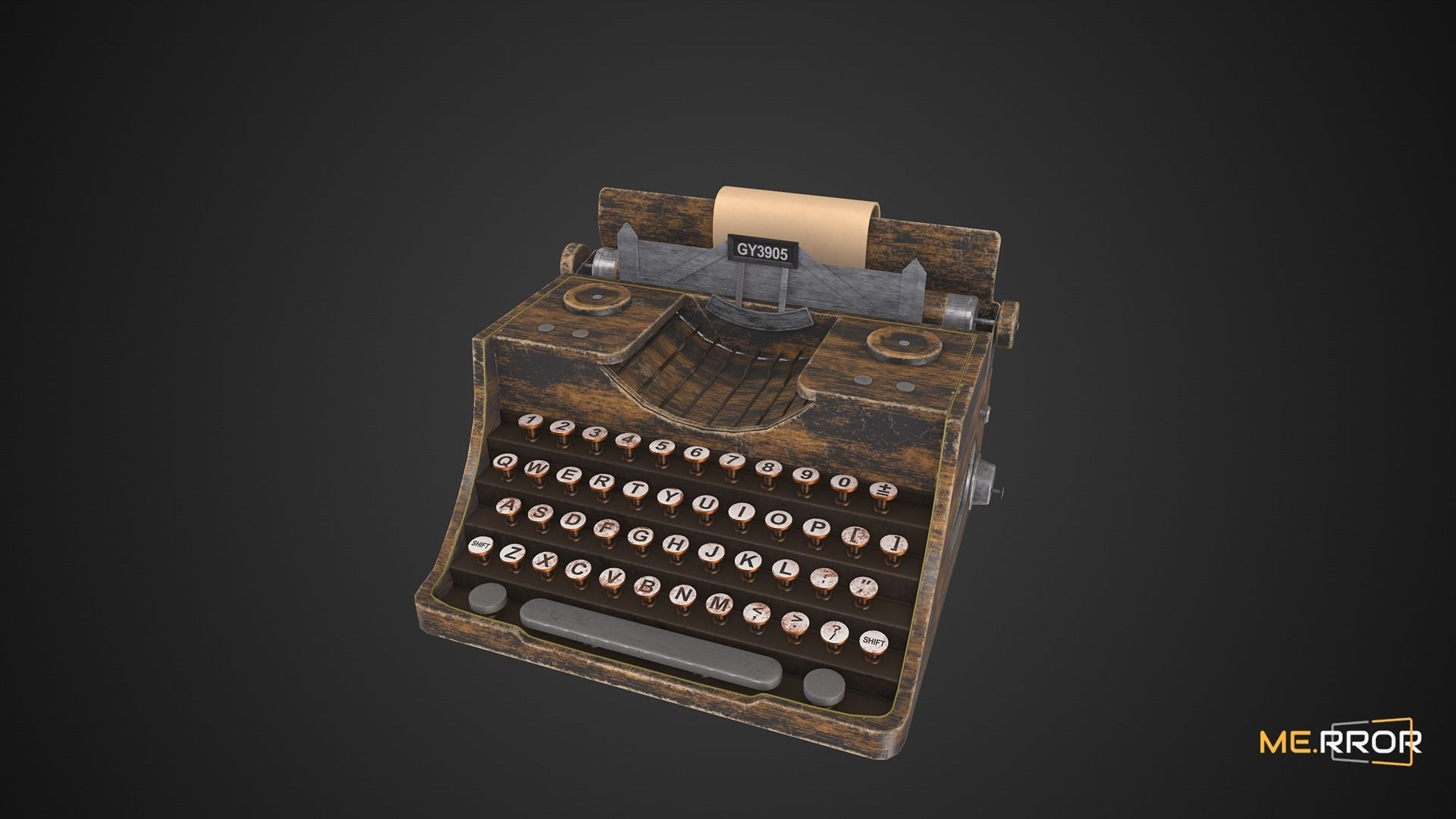 Game Ready Antique Typewriter Low-poly 3D model_5