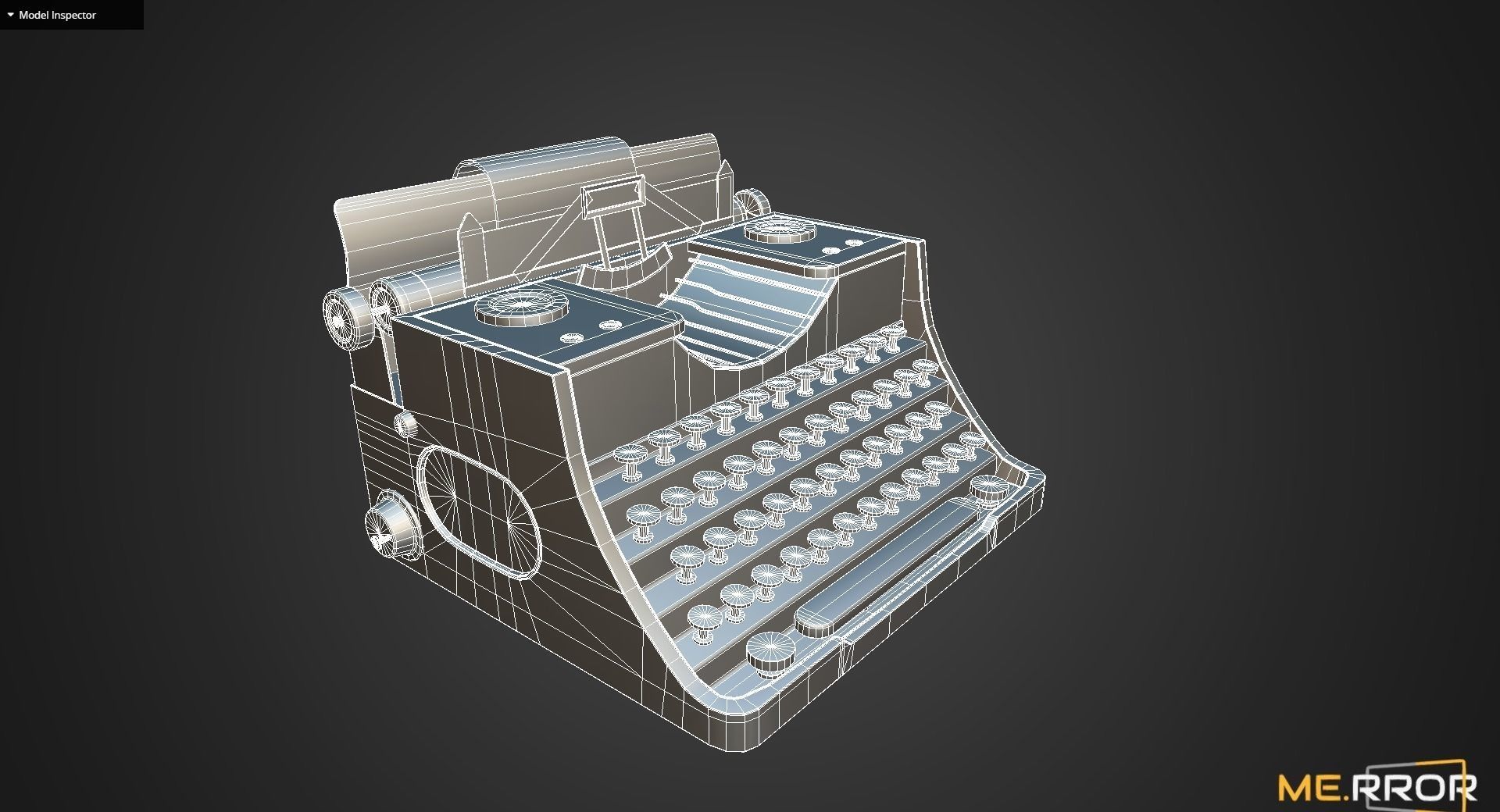 Game Ready Antique Typewriter Low-poly 3D model_10