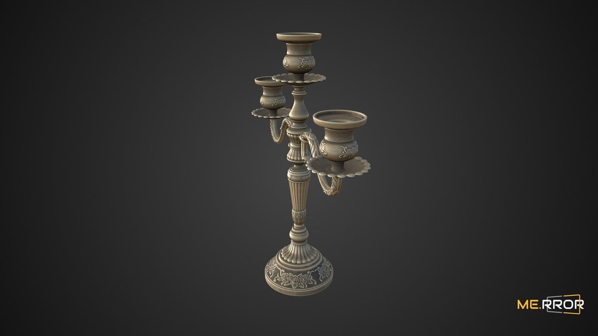 Game Ready Antique Candle Stick 1 Low-poly 3D model_5