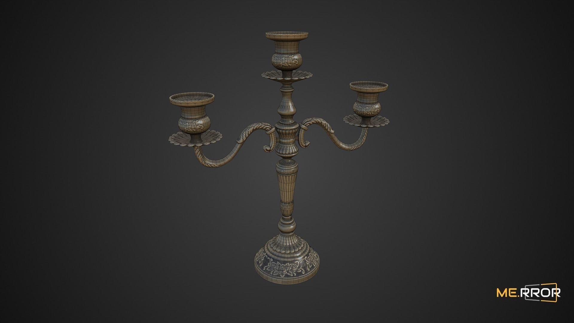 Game Ready Antique Candle Stick 1 Low-poly 3D model_6