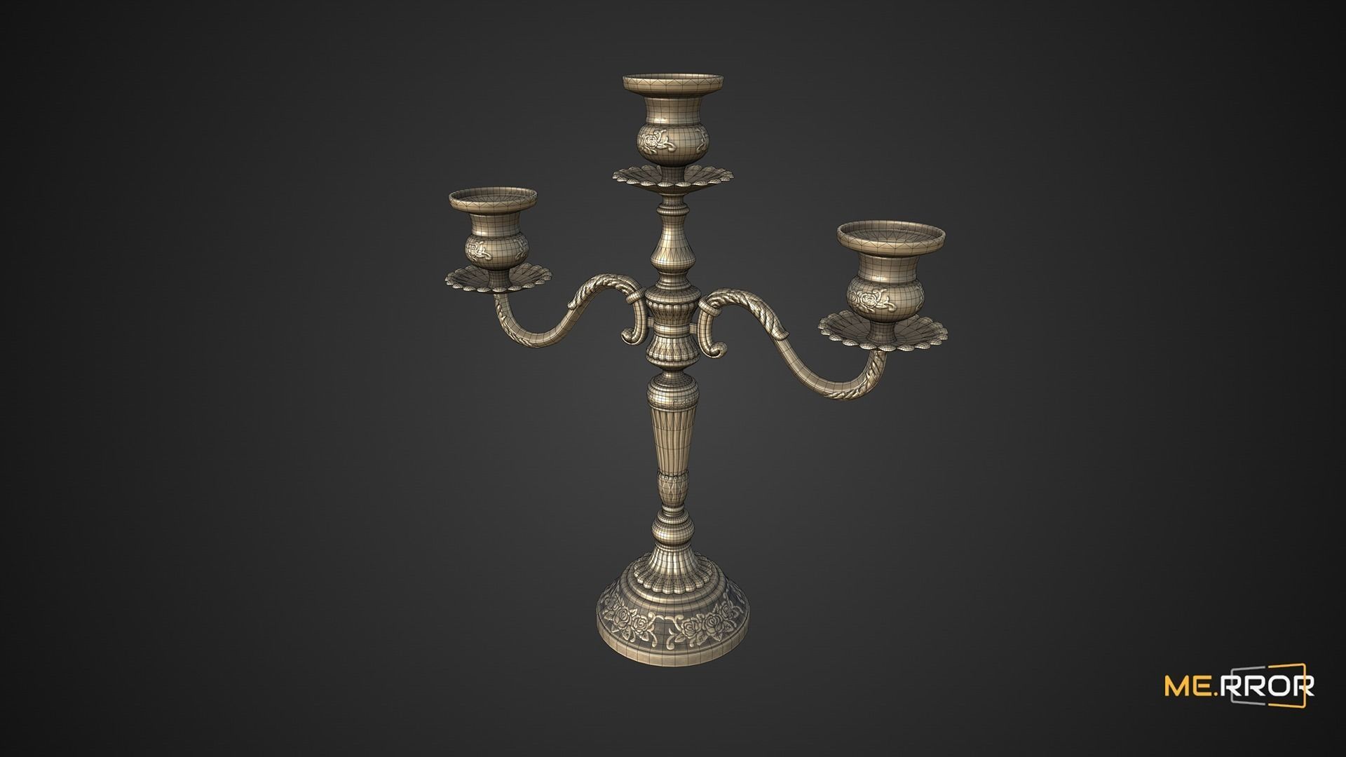 Game Ready Antique Candle Stick 1 Low-poly 3D model_8