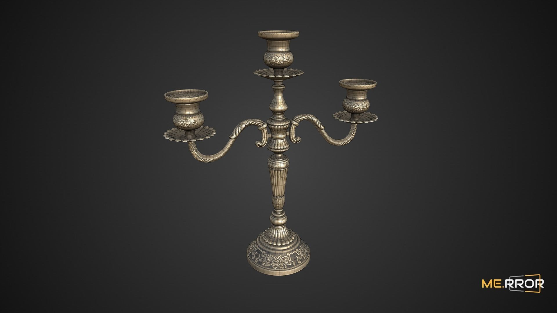 Game Ready Antique Candle Stick 1 Low-poly 3D model_7