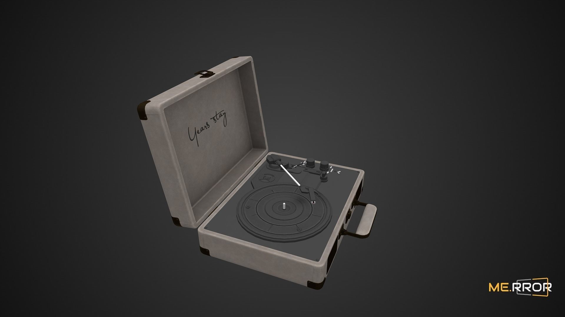 Game Ready Vintage Turntable LP Player Low-poly 3D model_3
