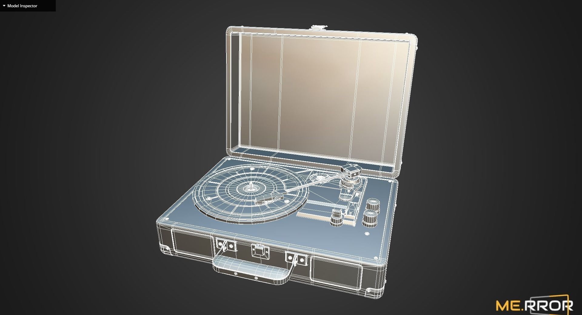 Game Ready Vintage Turntable LP Player Low-poly 3D model_11
