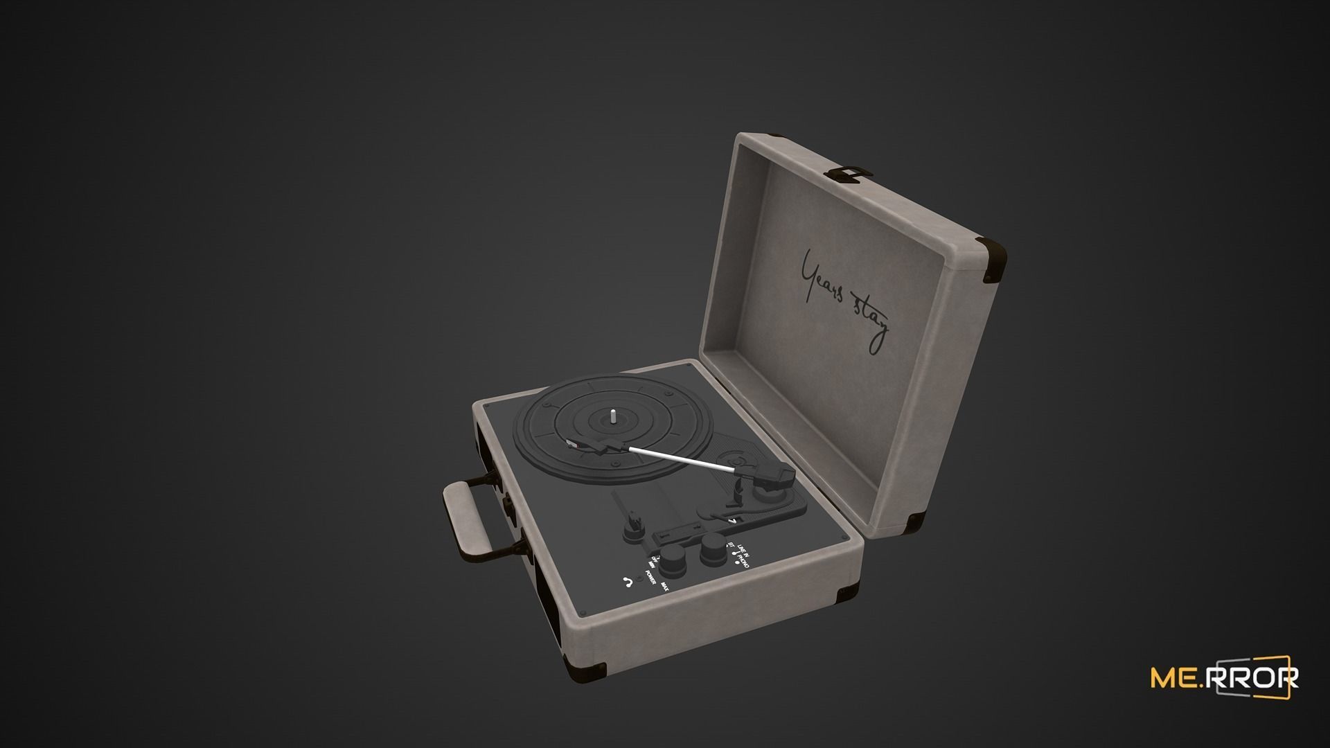 Game Ready Vintage Turntable LP Player Low-poly 3D model_1