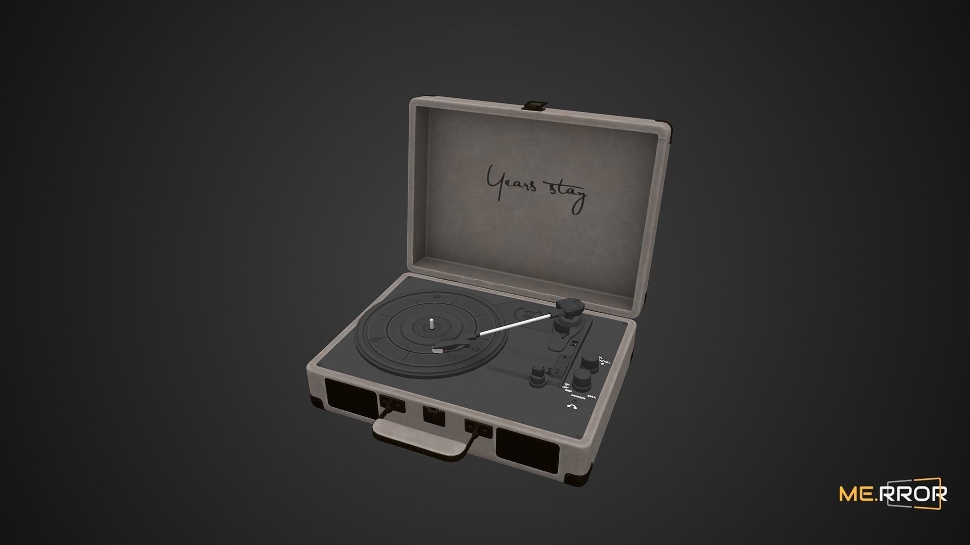 Game Ready Vintage Turntable LP Player Low-poly 3D model_8