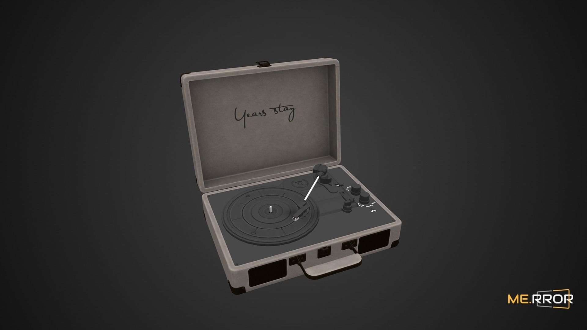 Game Ready Vintage Turntable LP Player Low-poly 3D model_9