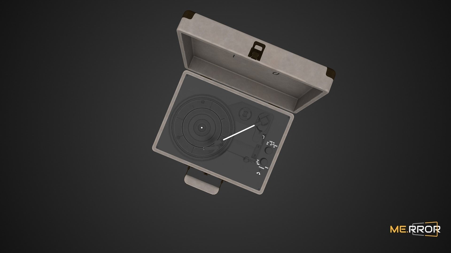 Game Ready Vintage Turntable LP Player Low-poly 3D model_6