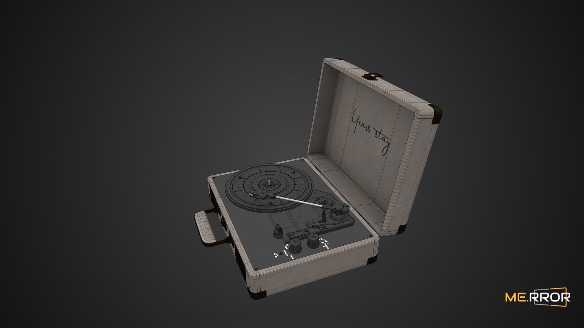 Game Ready Vintage Turntable LP Player Low-poly 3D model_2