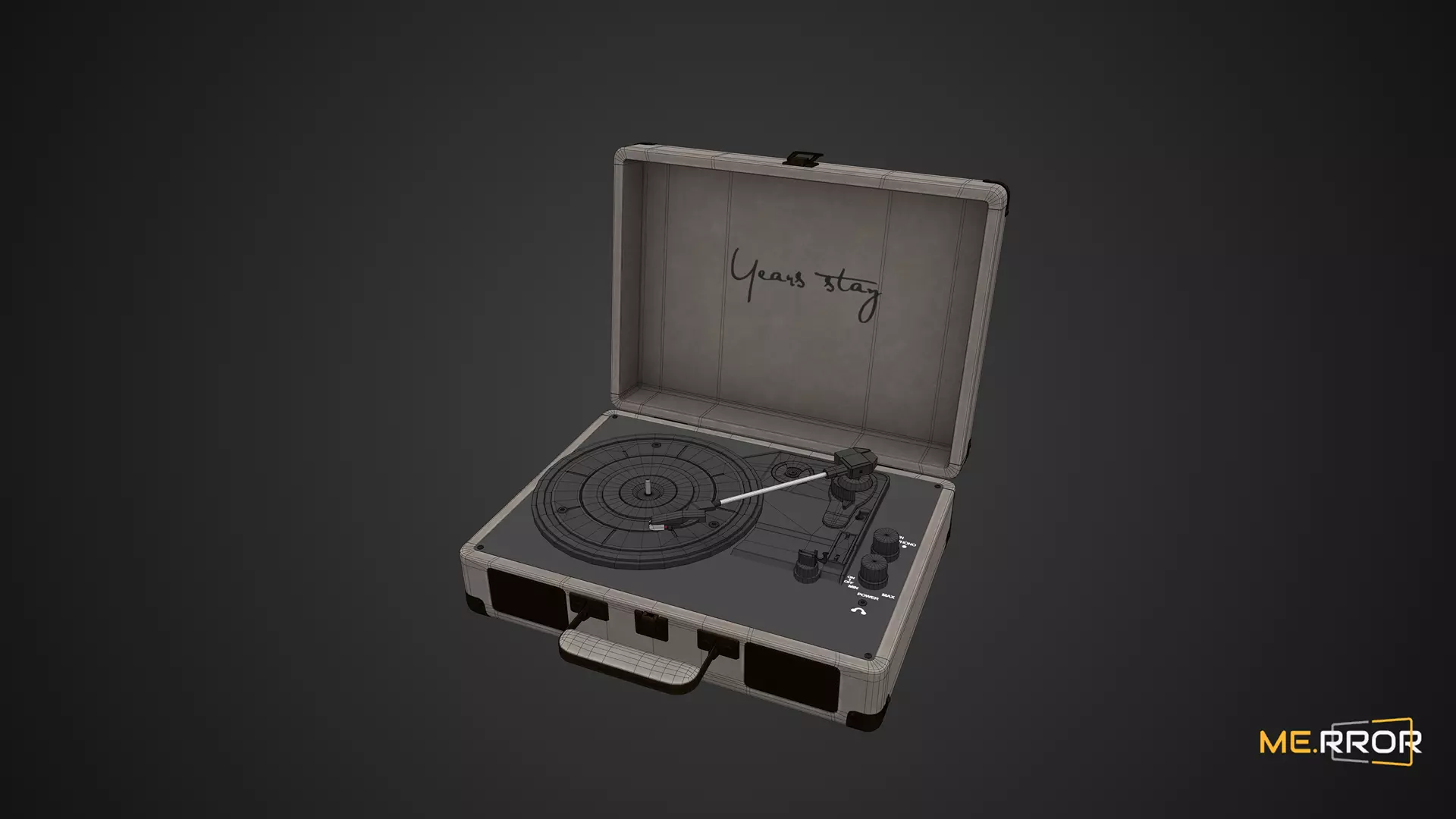 Game Ready Vintage Turntable LP Player Low-poly 3D model_0