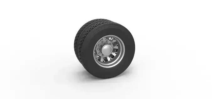 Rear custom wheel of semi truck Version 9 Scale 1 to 25