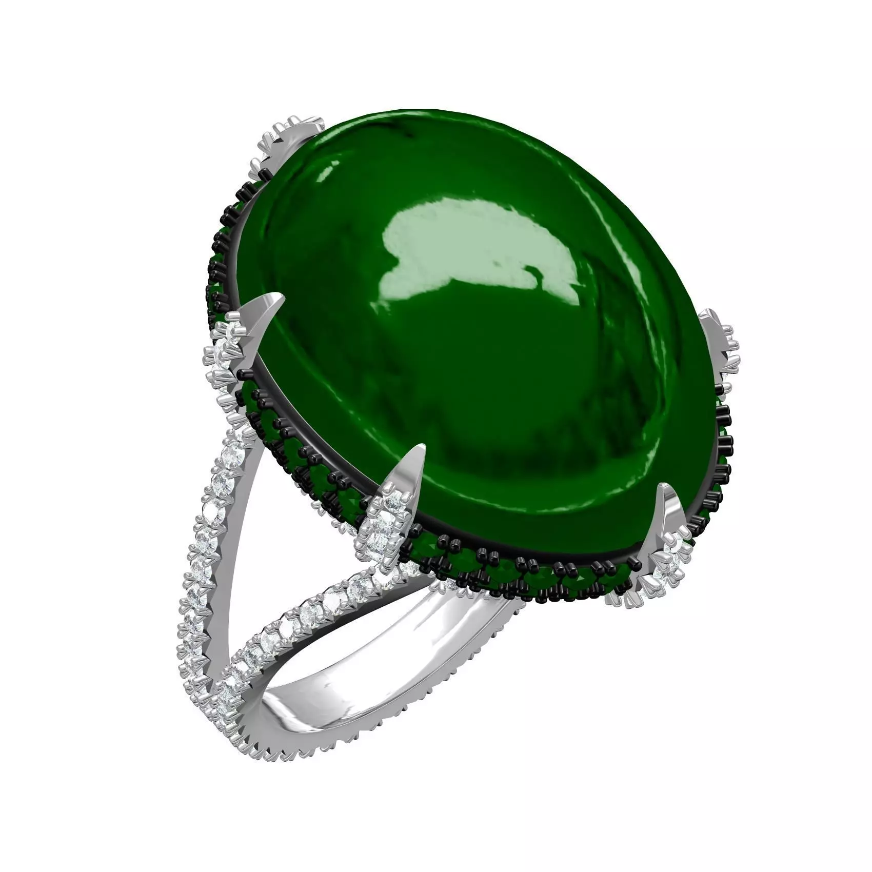 Green Cabochon Classic Vintage Ring 3D print model